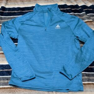 Odlo Blue Quarter Zip Athletic Pullover Women’s M Performance Top
